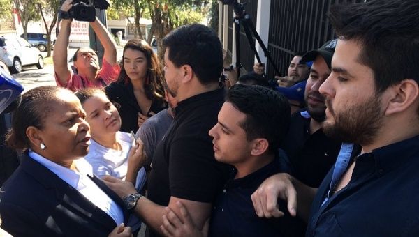 Venezuelan diplomatic staff clash with trespassers at the Venezuelan embassy in Costa Rica. 