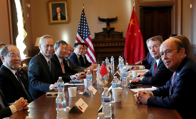 U.S. trade representatives and White House Advisers meet with Chinese Vice Premier and his delegation in Washington.
