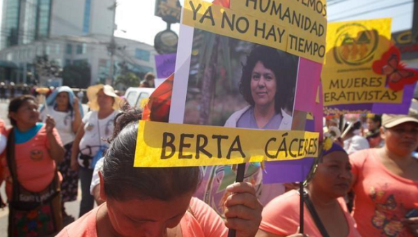 Activists commemorate Berta Caceres during a International Day of Women in Tegucigalpa, Honduras, March 8, 2016. 