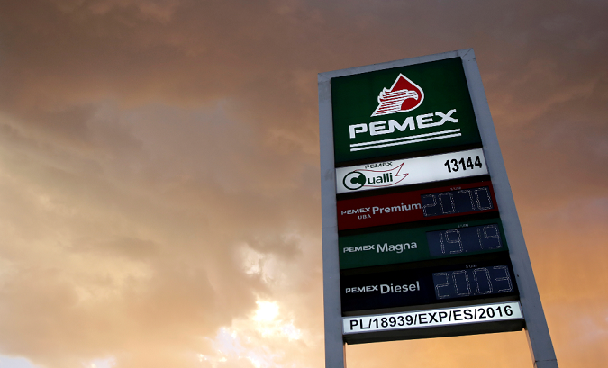 A PEMEX sign in Monterrey, Mexico, August 8, 2018.