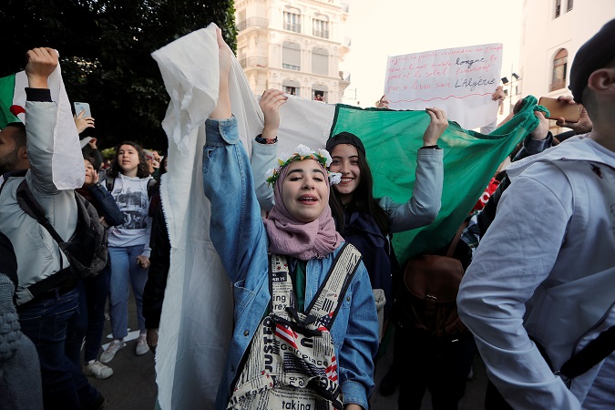 Students protest against President Abdelaziz Bouteflika in Algiers, Algeria, Mar. 5, 2019.