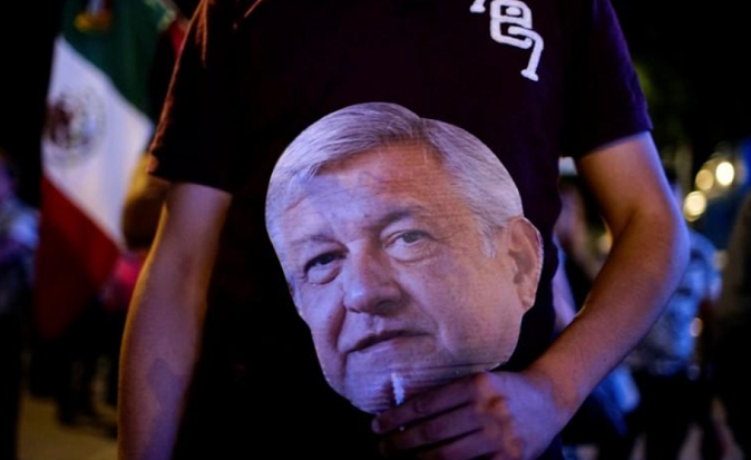 Image of President Andres Manuel  Lopez Obrador (AMLO) during his July electoral win. Jul. 1 , 2018