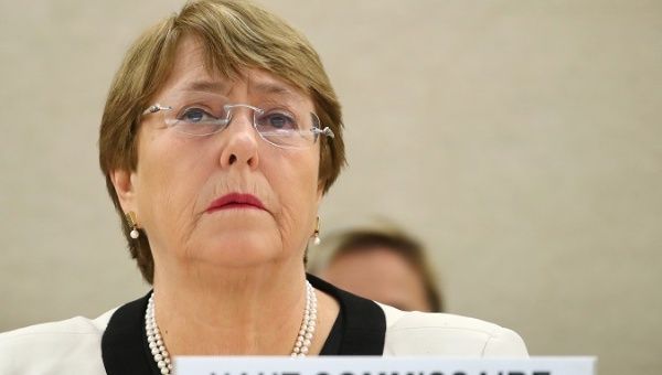 U.N. High Commissioner for Human Rights Bachelet attends a session of the Human Rights Council in Geneva.