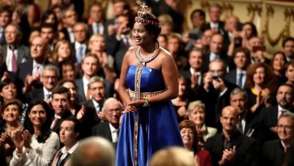 Leng'ete receives the 2018 Princess of Asturias Award for International Cooperation in Spain Oct. 19, 2018