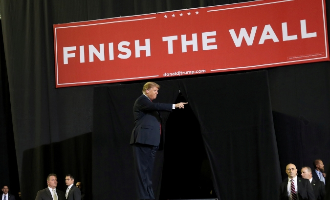 U.S. President Donald Trump gestures during a rally at El Paso County Coliseum in El Paso, Texas, U.S.