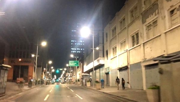 An avenue in Caracas downtown, as the electricity in the capital city and the rest of the country is progressively restored