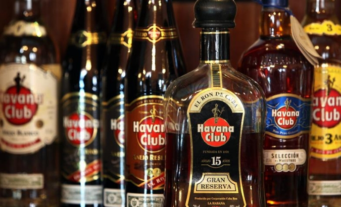 Havana Club rum bottles displayed in a bar in the country’s capital