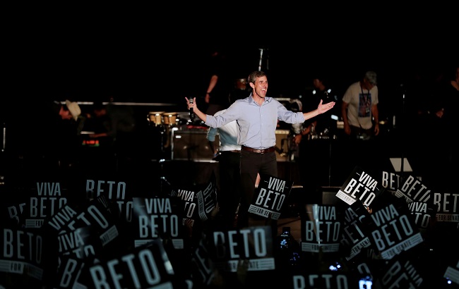 Democratic Texas U.S. Senate candidate Rep. Beto O'Rourke gestures as he concedes to Senator Ted Cruz at his midterm election night party in El Paso, Texas, U.S., November 6, 2018