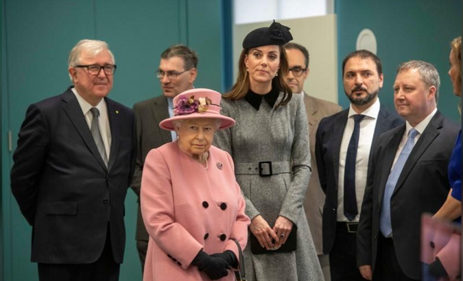 Britain's Queen Elizabeth and Catherine, Duchess of Cambridge visit open Bush House at King's College London, in London, Britain March 19, 2019.