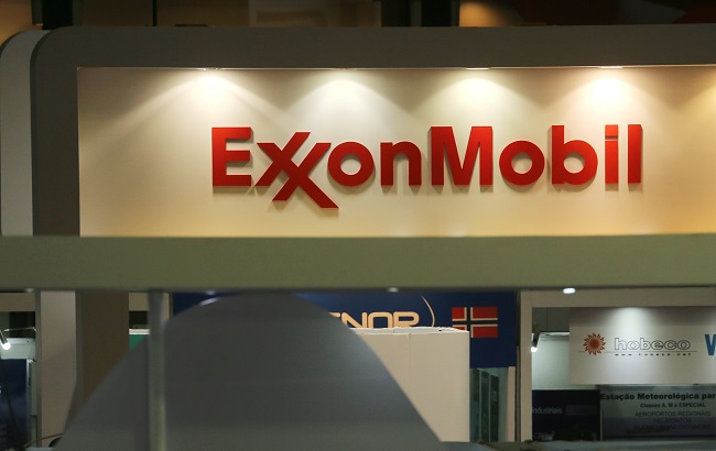 A logo of the Exxon Mobil Corp is seen at the Rio Oil and Gas Expo and Conference in Rio de Janeiro, Brazil September 24, 2018.
