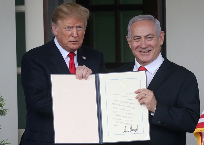 U.S. President Trump sees Israel's Prime Minister Netanyahu off from the White House in Washington.
