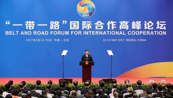 President Xi gives the opening speech at the Belt and Road Forum.