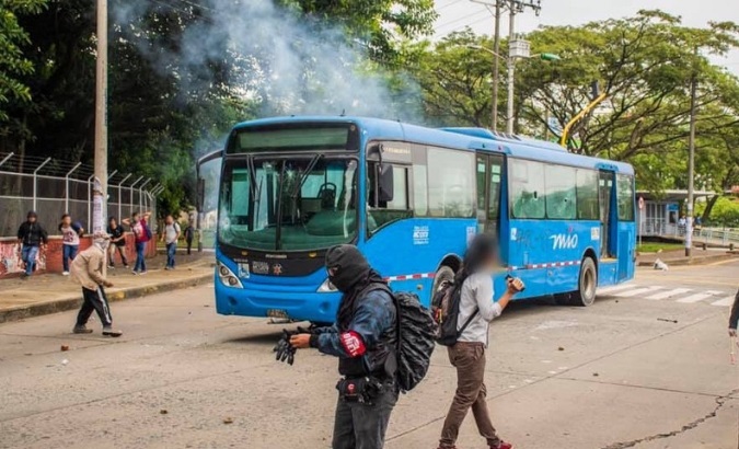 A public transport bus was also reportedly affected during the riots.
