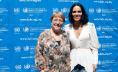 Lydia Cacho and Michelle Bachelet, the UN High Commissioner for Human Rights.