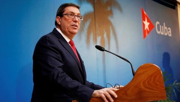 Cuba's Foreign Minister Bruno Rodriguez speaks during a news conference in Havana, Cuba, Feb. 19, 2019.