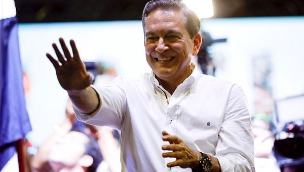 Presidential candidate Laurentino Cortizo of the Democratic Revolutionary Party (PRD) smiles after Panama's electoral tribunal declared him as the winner 