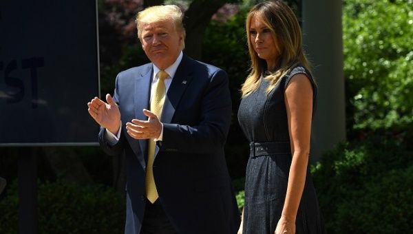 President Trump and first lady Melania Trump leave 'Be Best' anniversary event at the White House in Washington