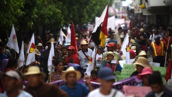 Indigenous people in Guatemala protesting against the corrupted ruling elite. 