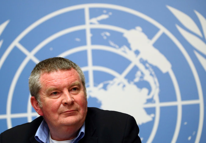 Mike Ryan, emergencies chief at the World Health Organization (WHO), attends a news conference on the Ebola outbreak in the Democratic Republic of Congo at the U.N. headquarters in Geneva, Switzerland May 3, 2019.