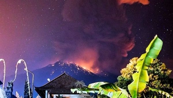 Mount Agung erupted at about 7:22 pm local time and lasted for four minutes and 30 seconds.