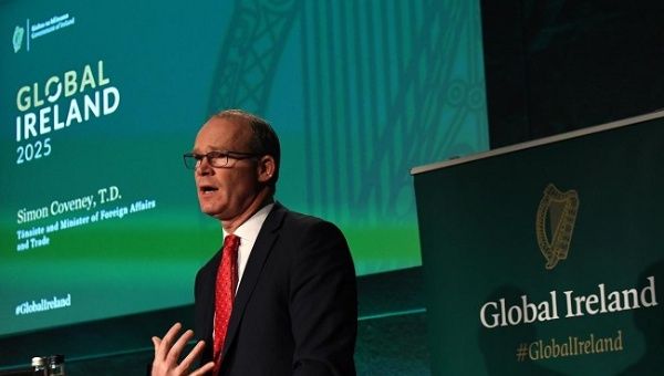 Ireland's Minister for Foreign Affairs Simon Coveney speaks at a 'Global Ireland' news conference in Dublin, Ireland January 8, 2019. 