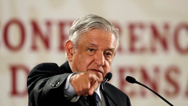 Mexico's President Andres Manuel Lopez Obrador takes questions during a news conference, at the National Palace in Mexico City, Mexico, May 21, 2019.