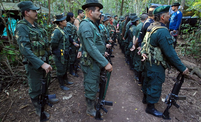 FARC soldiers are seen standing in formation. File Photo 09/21/2016.