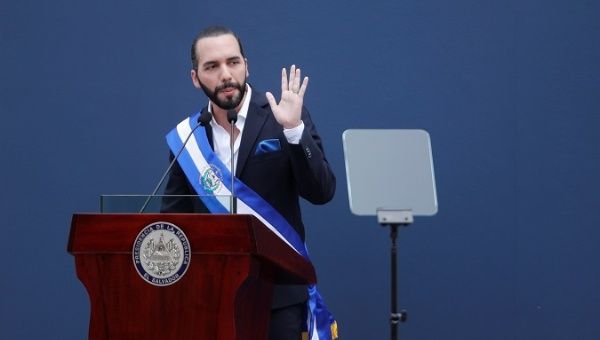 President Nayib Bukele during a swearing-in ceremony in San Salvador, El Salvador, June 1, 2019.