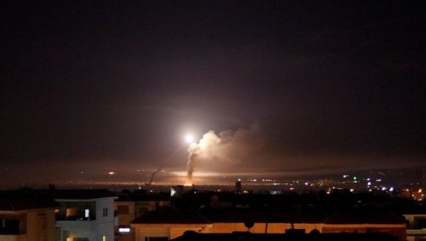 Missile fire is seen from Damascus, Syria May 10, 2018.