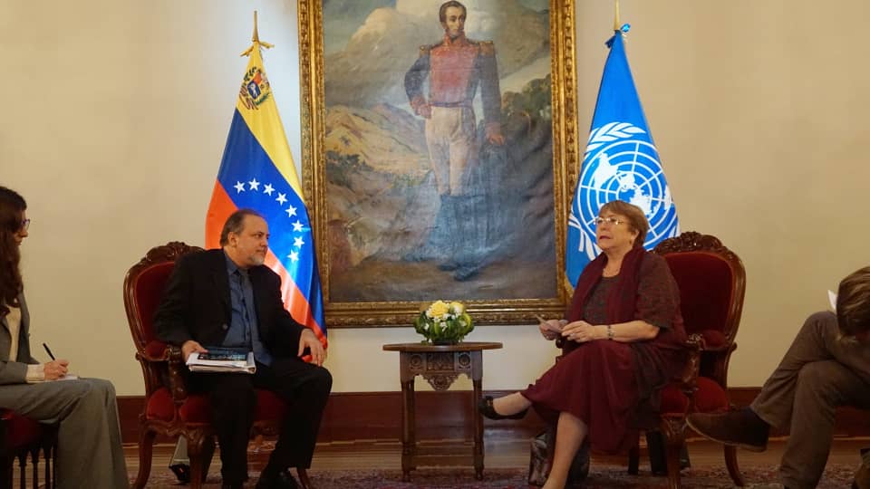 Michele Bachelet meeting Venezuela's Ombudsman Alfredo Ruiz