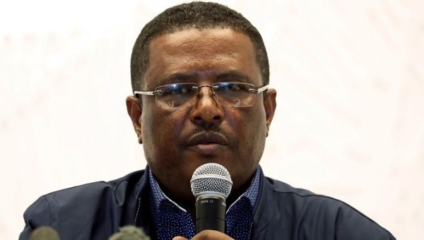 Nigusu Tilahun, Press Secretary at the office of the Ethiopian Prime Minister addresses a news conference on the attempted coup in Addis Ababa, Ethiopia June 23, 2019. 