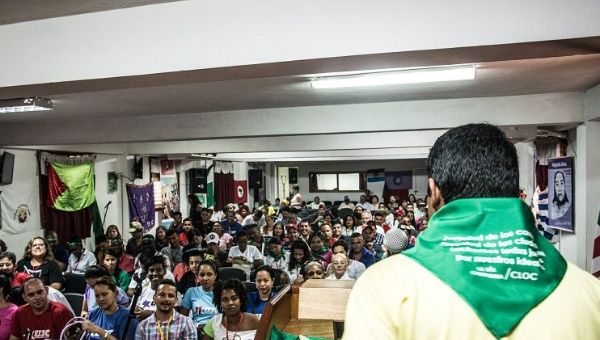 Campesino leaders meeting in Cuba on Tuesday.