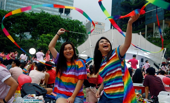 Singapore protesters participate in Pink Dot, the nation's largest PRIDE event.