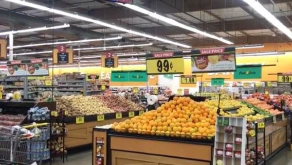 Signs sway during tremors felt at a supermarket in Hawthrone, California, U.S. during an earthquake that hit Southern California in this still frame taken from social media video dated July 5, 2019