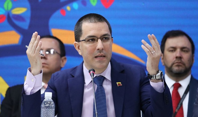 Venezuela's Foreign Affairs Minister Jorge Arreaza speaks during Non-Aligned Movement (NAM) meeting in Caracas, Venezuela July 21, 2019.