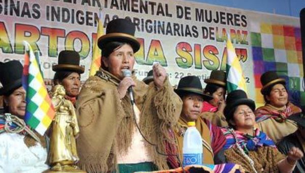 The 'Bartolina Sisa' Indigenous women's union, affiliated to the ruling 'Movement Towards Socialism' party.