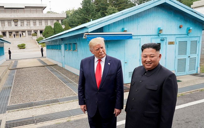 U.S. President Donald Trump meets with North Korean leader Kim Jong Un at the demilitarized zone separating the two Koreas, in Panmunjom, South Korea, June 30, 2019