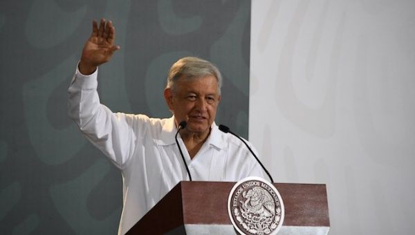 Mexican President Andrés Manuel López Obrador in Veracruz, México. 2019