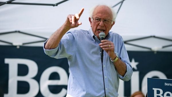 U.S. Senator Bernie Sanders speaks during a campaign event in West Branch, Iowa, U.S., August 19, 2019.