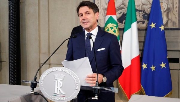 Prime Minister Giuseppe Conte at the Quirinale Presidential Palace after a meeting with President Sergio Mattarella in Rome, Italy September 4, 2019.