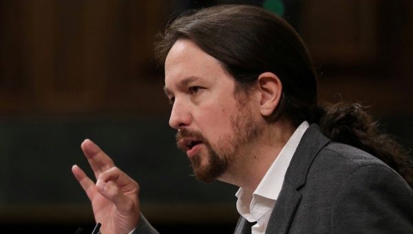 Podemos leader Pablo Iglesias speaks during a plenary session at Parliament in Madrid, Spain, September 11, 2019.