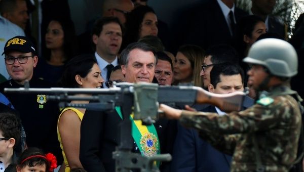 President Jair Bolsonaro attends a parade in Brasilia, Brazil, Sep. 7, 2019. 