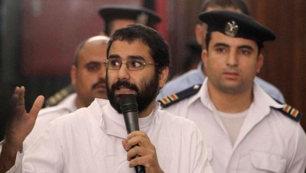 Alaa Abdel Fattah was rearrested from prison where he is bound to spend 12 hours every hour. 