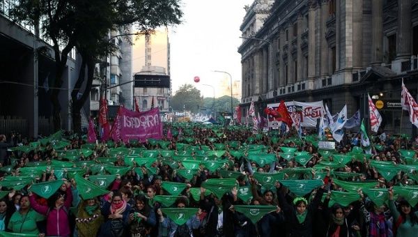 Abortion rights activists protests in Buenos Aires. 