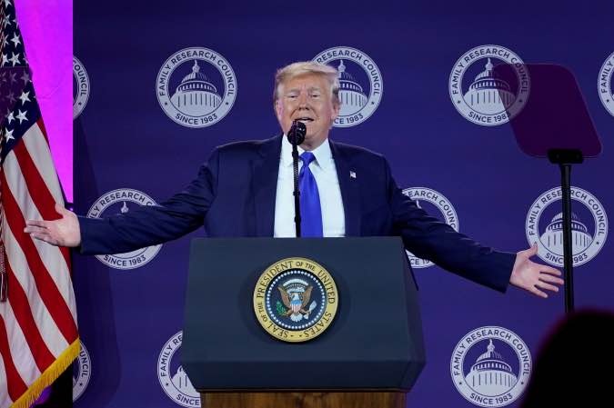 President Donald Trump delivers remarks at Values Voter Summit