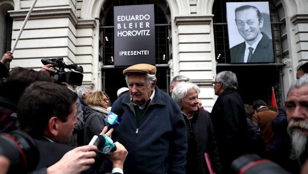 Former President Jose Mujica at the Eduardo Bleier's funeral in Montevideo, Uruguay, Oct. 15, 2019.