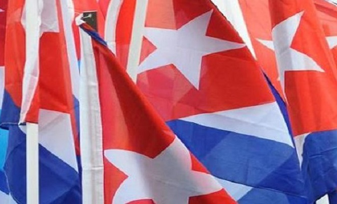 Cuban flags in Havana, Cuba, 2019.