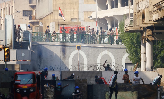 Demonstrators take part during the ongoing anti-government protests in Baghdad, Iraq November 10, 2019.