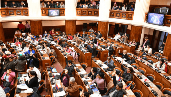 The Deputies Chamber of Bolivia in full vote to pass the Law of Guarantees.