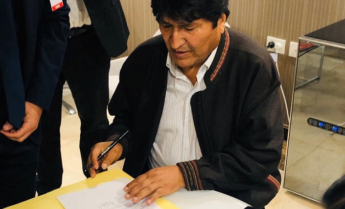 Bolivia's former President Evo Morales arrives in Buenos Aires, Argentina, Dec. 12, 2019.